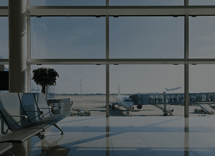 A view of an airport from the window.